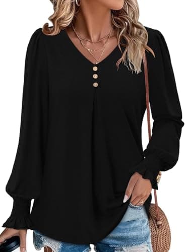 Angerella Comfortable V-Neck Long Sleeve Shirts for Women