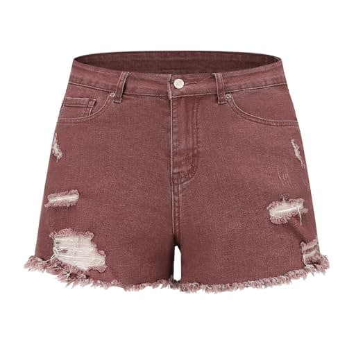 Thunder Star Women's Mid Rise Ripped Stretch Denim Shorts