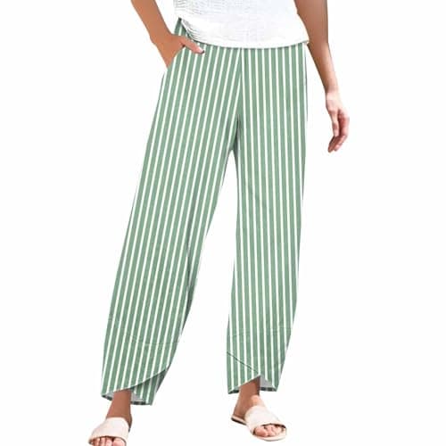 Casual Women's Cotton Linen Capri Pants with Pockets