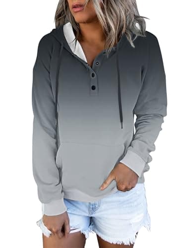Women's Button Down Hooded Sweatshirts with Pockets