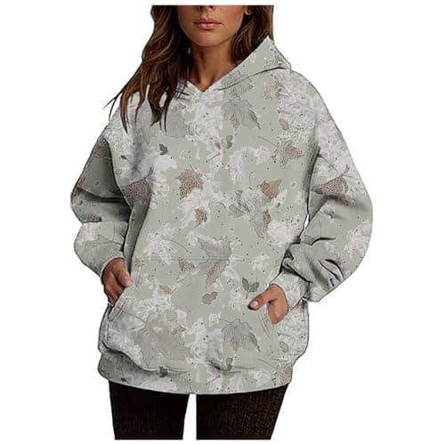 Ceboyel Womens Maple Leaf Camo Oversized Hoodie Trendy Teen Girls Fashion