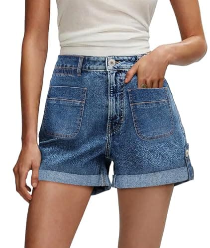 KISSMODA High-Waisted Ripped Denim Shorts for Women