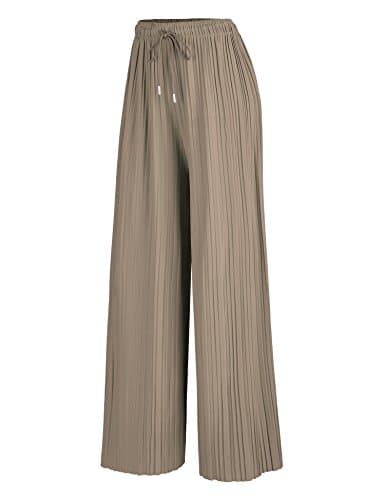 Johnny Women's Pleated Wide Leg Palazzo Pants with Drawstring