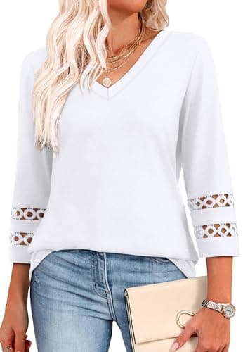 XIEERDUO Women's Trendy V-Neck Casual Tops Summer Clothes