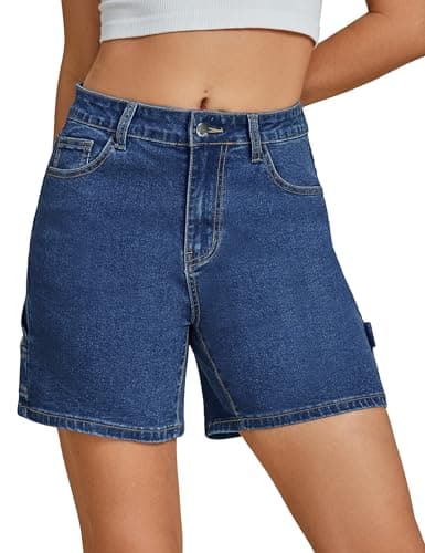 Luvamia High-Waisted Trendy Casual Denim Jorts for Women Cutoff Shorts with Pockets