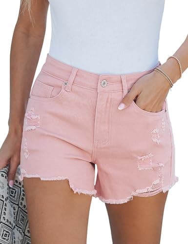 Luvamia Women's High Waisted Distressed Denim Shorts