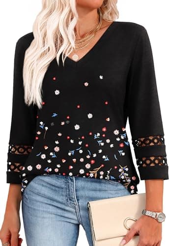 XIEERDUO Women's Trendy V-Neck Casual Tops Summer Clothes