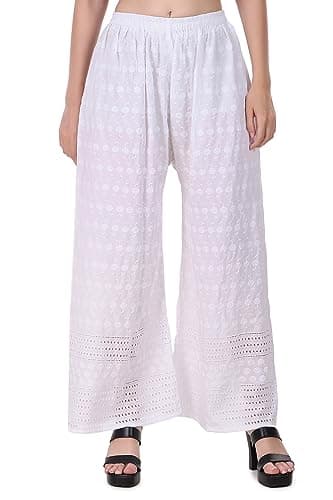 Elegant Ladyline Rayon Embroidered Palazzo Pant with Elastic Closure