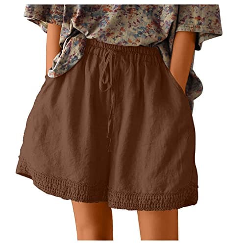 Yxzogd Women's Stretch Linen Bermuda Shorts for Summer Casual Wear