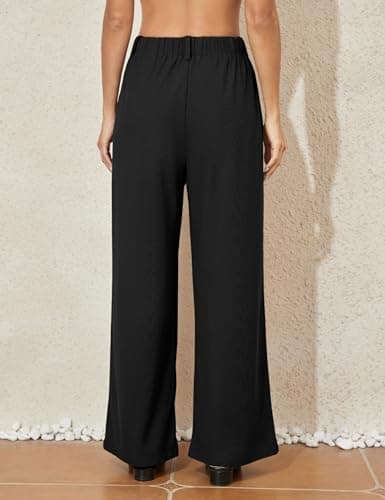 Kayamiya Women's High Waisted Wide Leg Waffle Pants
