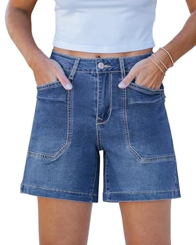 Luvamia Jean Shorts for Women Casual Summer Jorts Trendy Mid Rise Cut Off Denim Shorts with Pockets