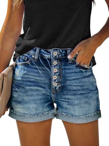 SANMM Women's Casual Denim Jean Shorts for Summer