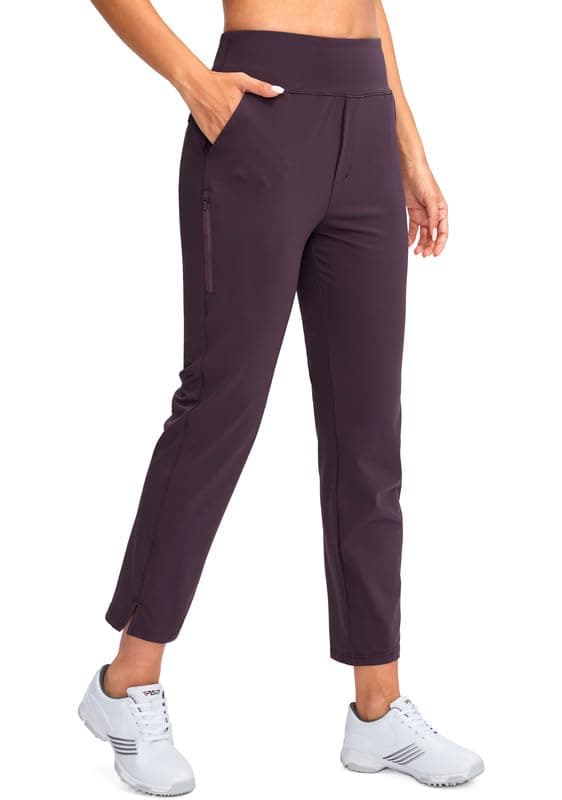 YYV Women's Stretch High Waist Ankle Pants with Pockets for Golf & Casual Business Travel