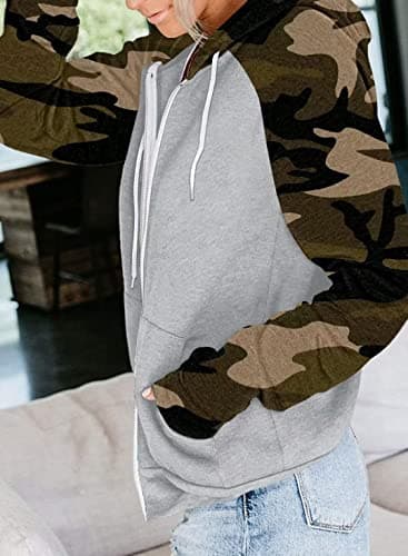 Ezbelle Women's Color Block Zip-Up Hoodie Sweatshirt with Pockets