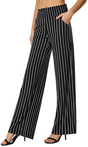 Urban CoCo Women's Boho Wide Leg Pants with Pockets