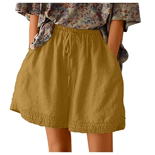 Yxzogd Women's Stretch Linen Bermuda Shorts for Summer Casual Wear