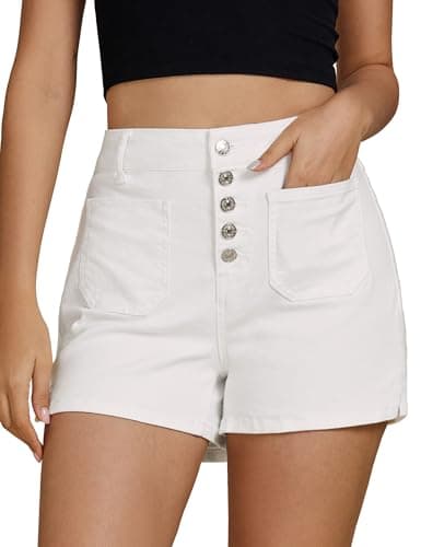 Luvamia Women's High-Waisted Casual Stretch Denim Shorts