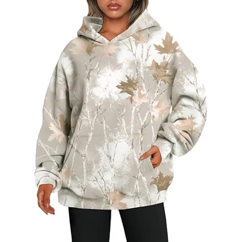 Weinexra Women's Oversized Camo Maple Leaf Hoodie