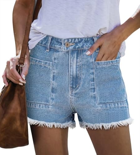 Magritte Mid-Waisted Ripped Denim Shorts for Women