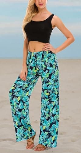 Urban CoCo Women's Boho Wide Leg Pants with Pockets