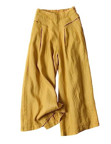 Bianstore Women's Culottes Linen Wide Leg Pants with Pockets