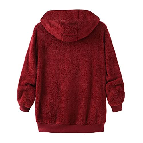 Oversized Sherpa Fleece Jacket for Women Warm Winter Coat Zip Up Pockets