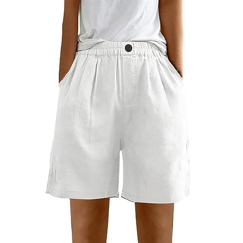 Sktremeuru Women's Trendy Casual Cotton and Linen Yoga Beach Shorts