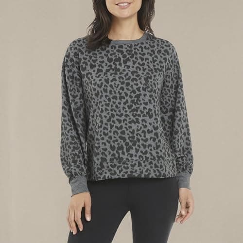 Danskin Women's Cozy Leopard Print Sweatshirt