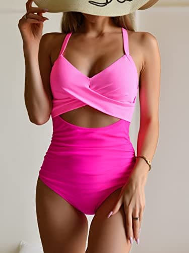 Women's Tummy Control One Piece Swimsuit with Cutout Detail