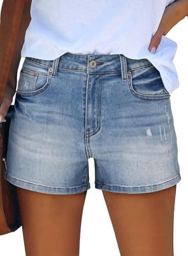 CHICZONE Women's Ripped Mid-High Waisted Denim Shorts
