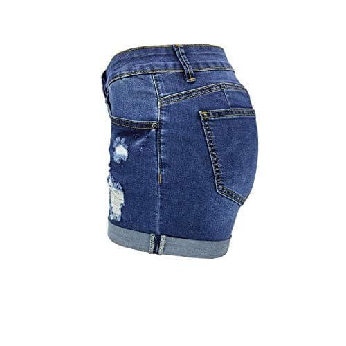Blostirno Women's Casual Mid Rise Ripped Denim Shorts with Pockets