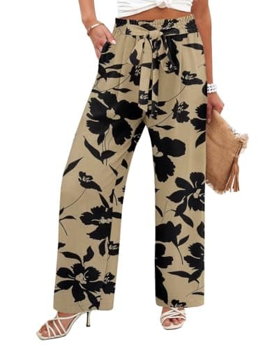 Flowy Women's Wide Leg Pants with Elastic Waist and Pockets, Ideal for Business or Casual Wear