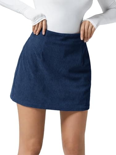 Wenrine Women's High Waist Corduroy Mini Skirt