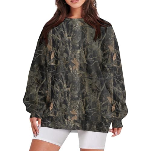 GOFULY Oversized Camo Pullover Sweatshirt for Women