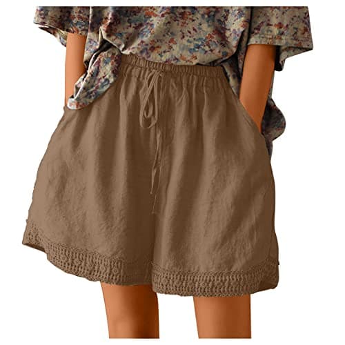Yxzogd Women's Stretch Linen Bermuda Shorts for Summer Casual Wear