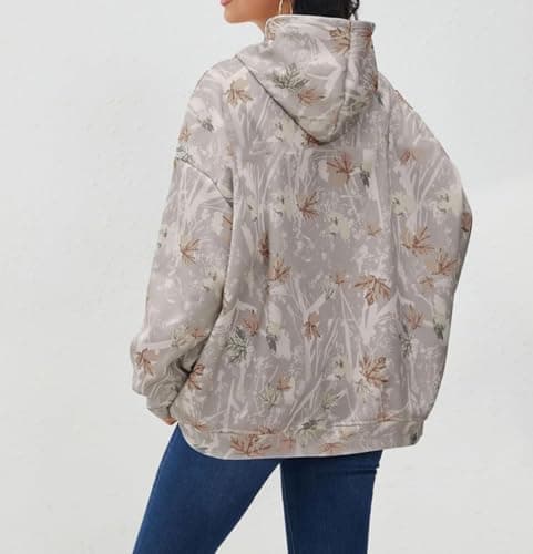 Lynkiss Women's Cotton Camo Hoodie with Maple Leaf Print