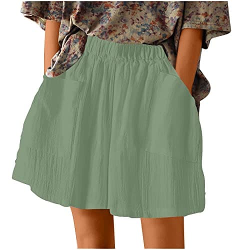 Yxzogd Women's Stretch Linen Bermuda Shorts for Summer Casual Wear