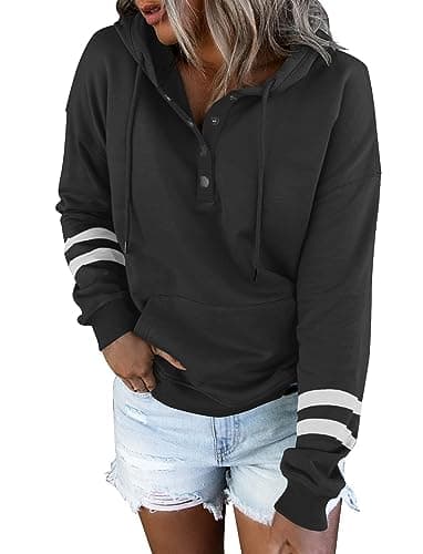 Women's Button Down Hooded Sweatshirts with Pockets