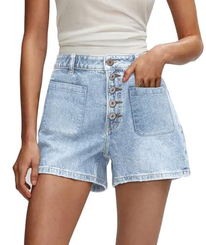 CHICZONE Women's Ripped Mid-High Waisted Denim Shorts