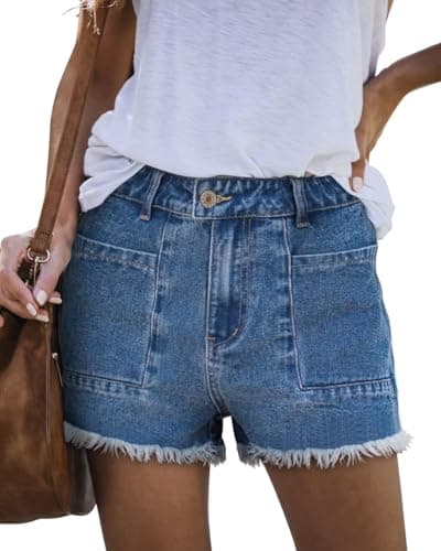 Magritte Mid-Waisted Ripped Denim Shorts for Women