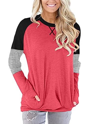 Women's Casual Loose Fit Printed Pocket Shirts