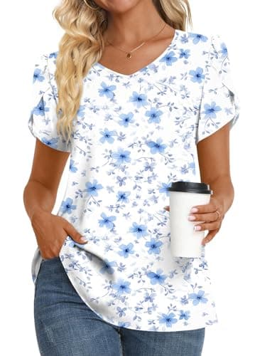 Womens Summer V Neck Chiffon Tunic Tops M-3XL