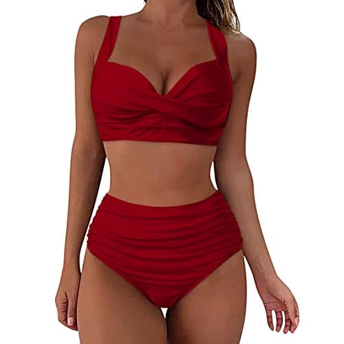 Women's Vintage Polka Dot High Waisted Swimsuit Set