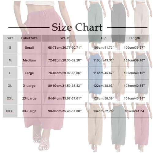 Yxzogd Women's Wide Leg Linen Pants with Pockets High Waist Drawstring Casual Fit