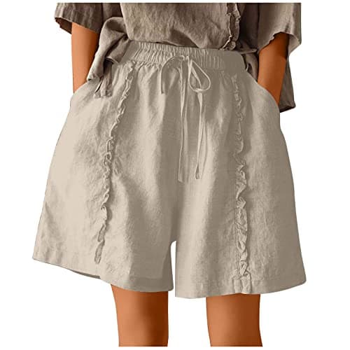 Yxzogd Women's Stretch Linen Bermuda Shorts for Summer Casual Wear