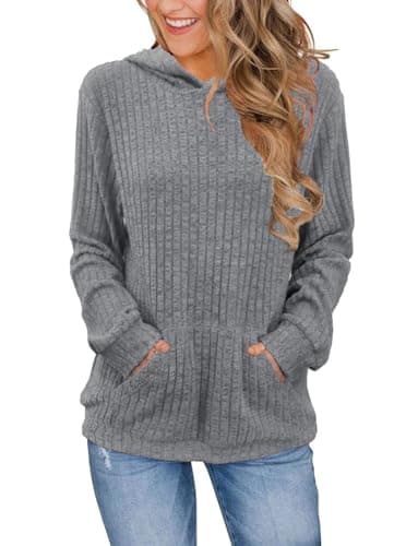 Bosmeer Women's Long Sleeve Shirts with Kangaroo Pocket & Hood Fall Pullovers