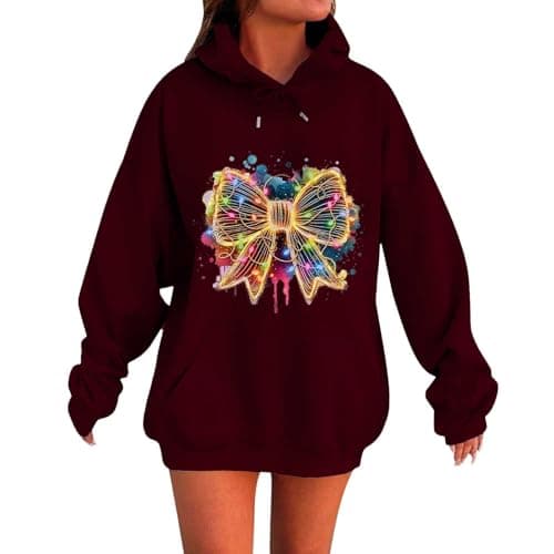 Cute Women's 2024 Oversized Christmas Sweatshirt with Pocket