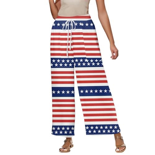 Elastic High Waisted Floral Print Wide Leg Linen Pants with Pockets