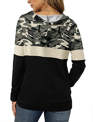 Angerella Women Camo Leopard Print Hoodies Pullover Sweatshirt for Fashionable Women Camo Leopard Print Hooded Sweatshirt with Pocket