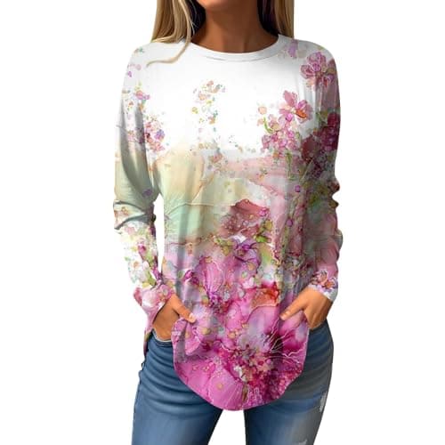 Shusuen 2024 Casual Crewneck Printed Tops for Women